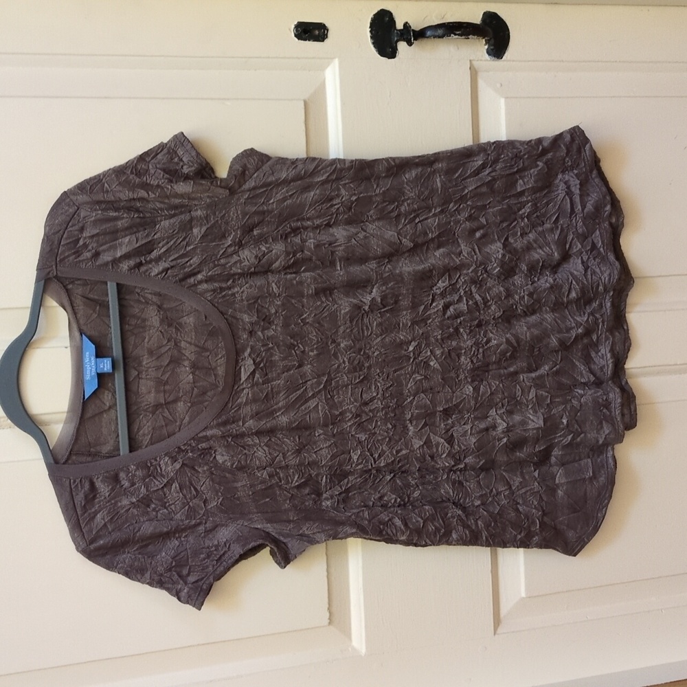 Women's Simply Vera Wang Short Sleeve Crinkle Top Like New XL Gray